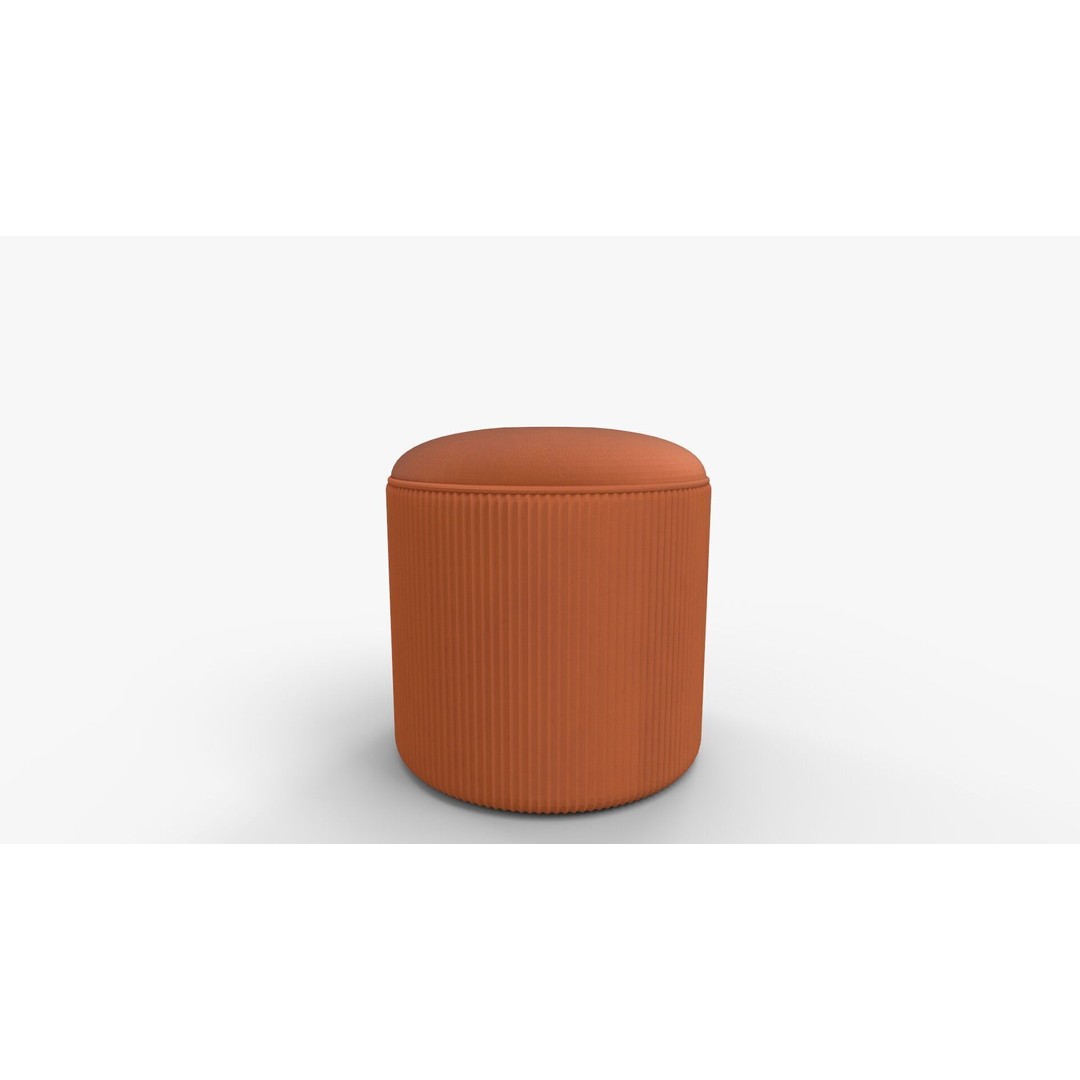 Arend Velvet Round Pouf Ottoman 3D Model – High-Quality PBR Asset for Interior Rendering - View 3