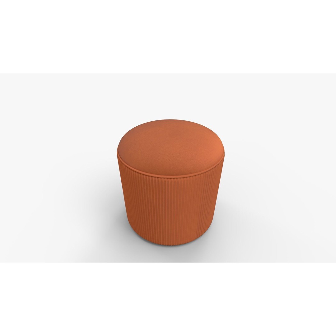 Arend Velvet Round Pouf Ottoman 3D Model – High-Quality PBR Asset for Interior Rendering - View 5