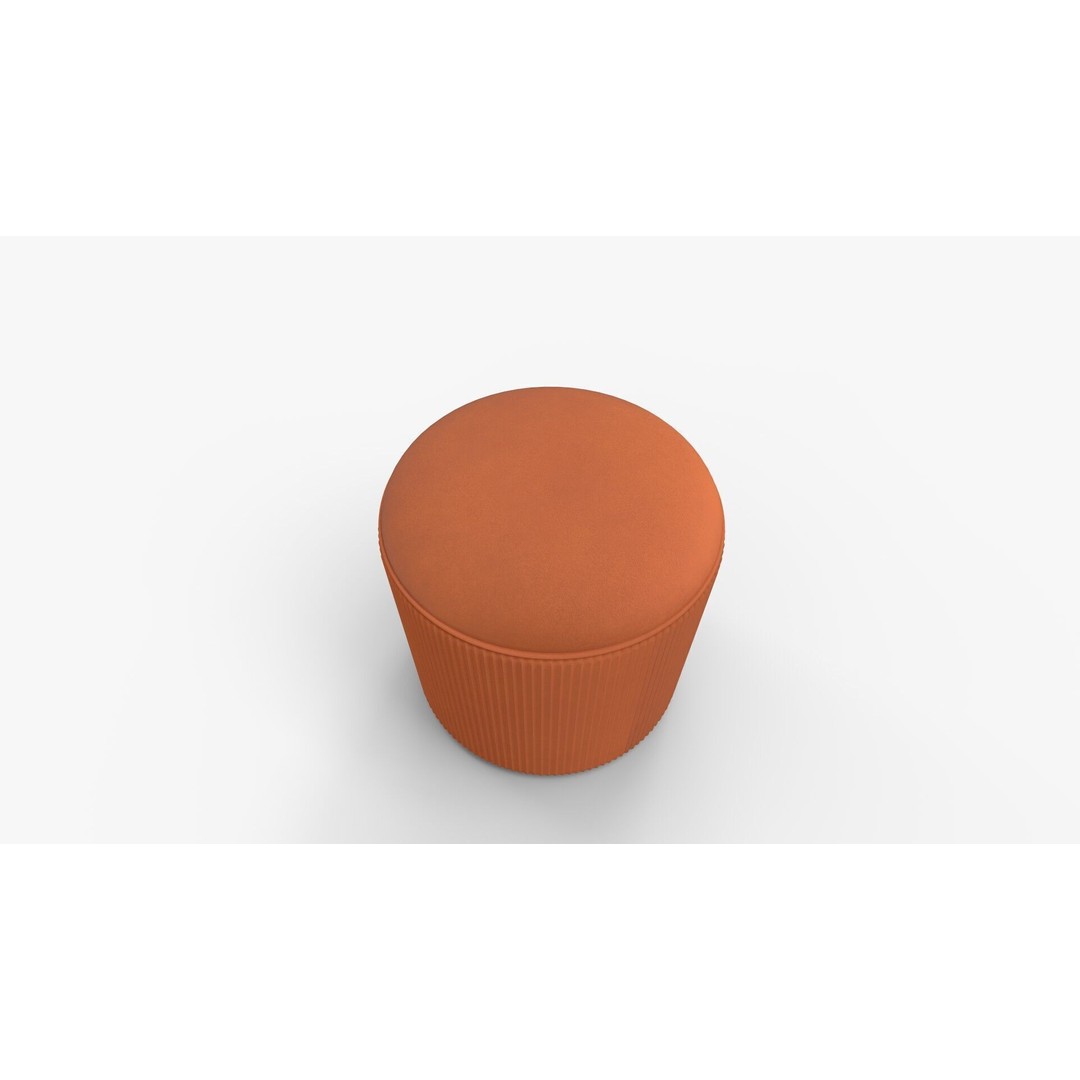 Arend Velvet Round Pouf Ottoman 3D Model – High-Quality PBR Asset for Interior Rendering - View 6