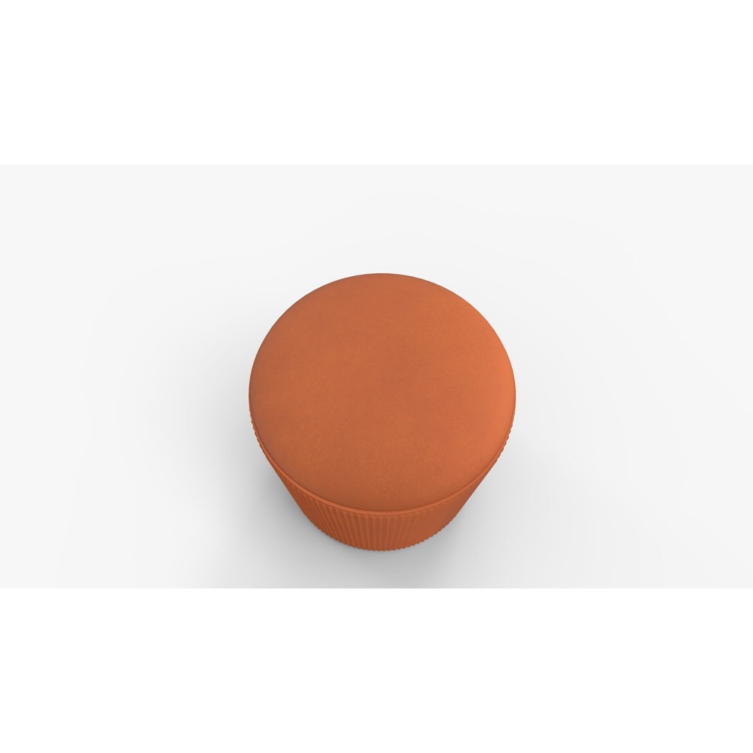 Arend Velvet Round Pouf Ottoman 3D Model – High-Quality PBR Asset for Interior Rendering - View 7