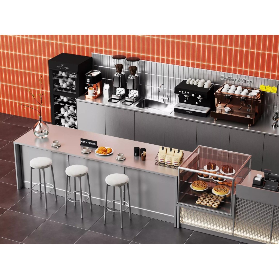 Coffee Shop Counter 3D Model – Modern Stainless Steel Interior Asset - View 4