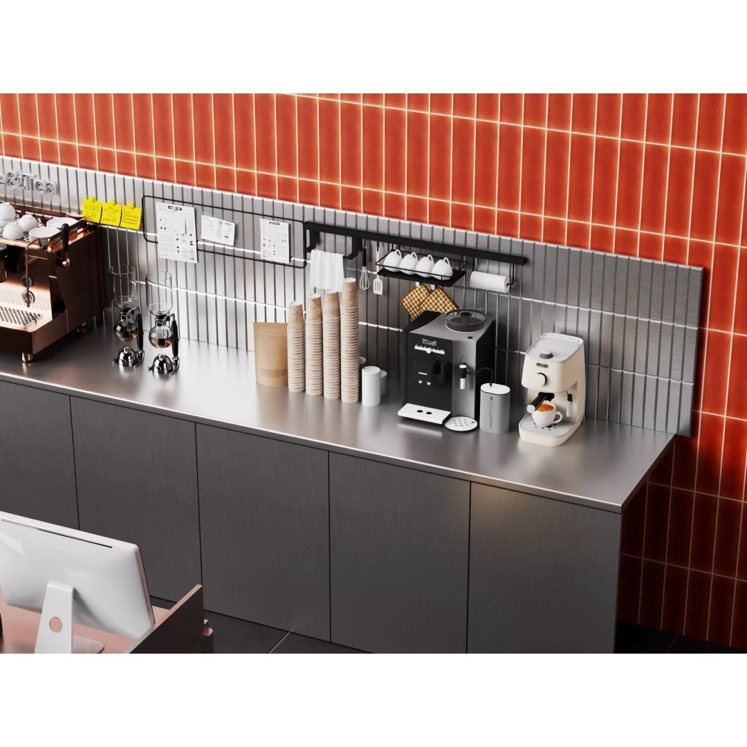 Coffee Shop Counter 3D Model – Modern Stainless Steel Interior Asset - View 6