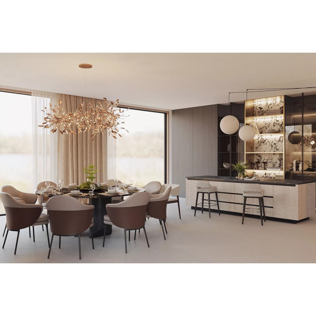Italian-Style Living and Dining Room 3D Model – PBR Textures, FBX, OBJ - View 3