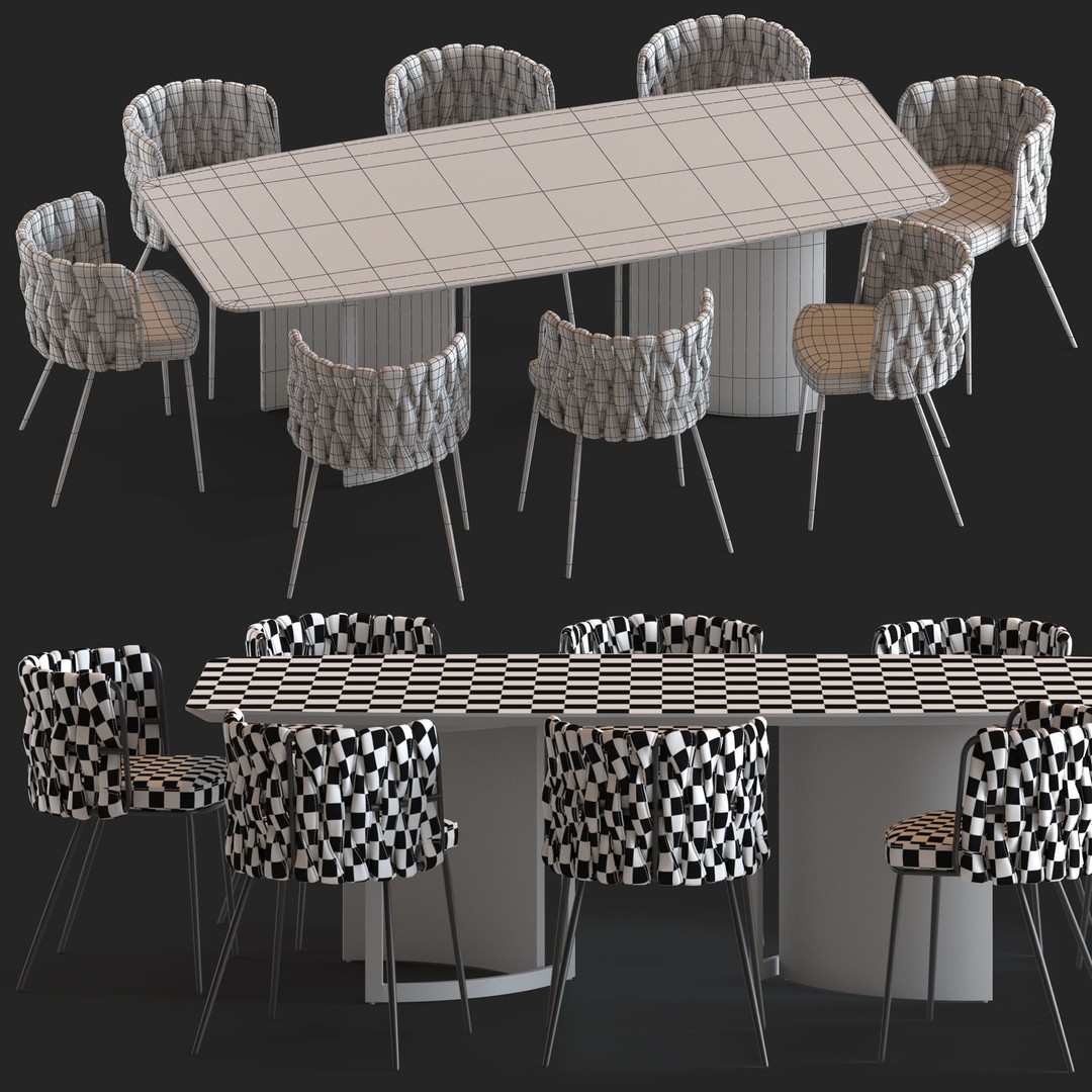 LoftDesigne Bar Chairs and Table 3D Model – Modern Furniture Set, FBX