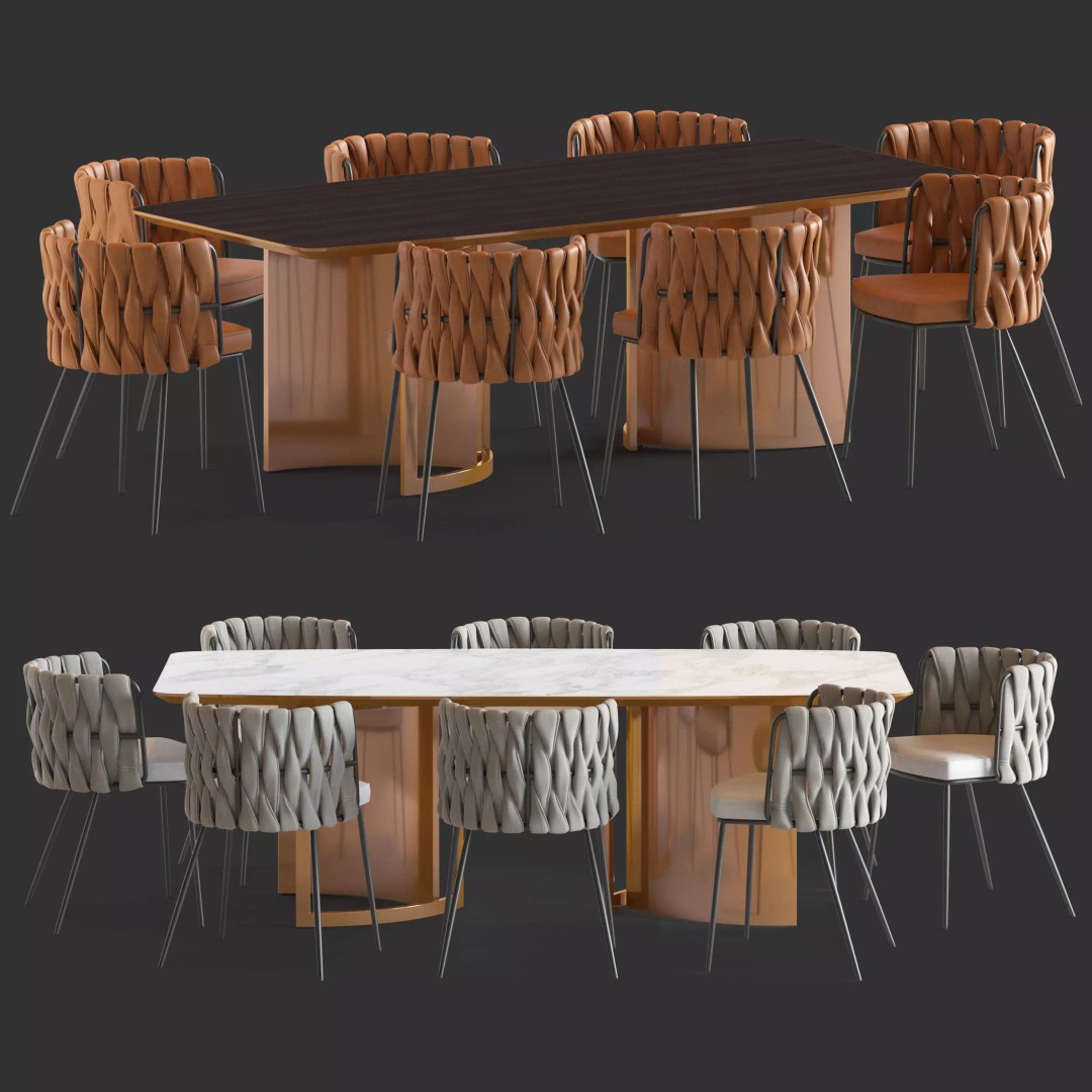 LoftDesigne Bar Chairs and Table 3D Model – Modern Furniture Set, FBX - View 2