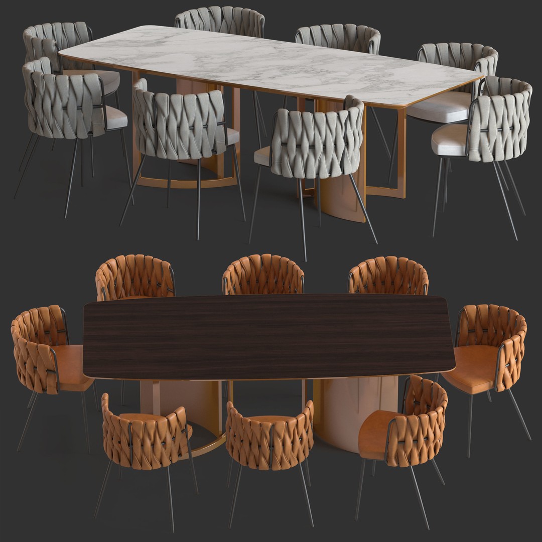 LoftDesigne Bar Chairs and Table 3D Model – Modern Furniture Set, FBX - View 3