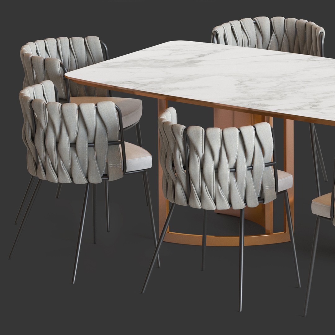 LoftDesigne Bar Chairs and Table 3D Model – Modern Furniture Set, FBX - View 4