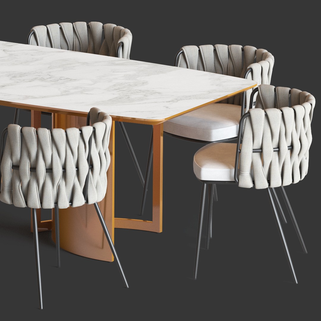 LoftDesigne Bar Chairs and Table 3D Model – Modern Furniture Set, FBX - View 5