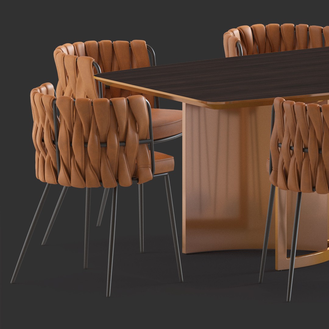 LoftDesigne Bar Chairs and Table 3D Model – Modern Furniture Set, FBX - View 6