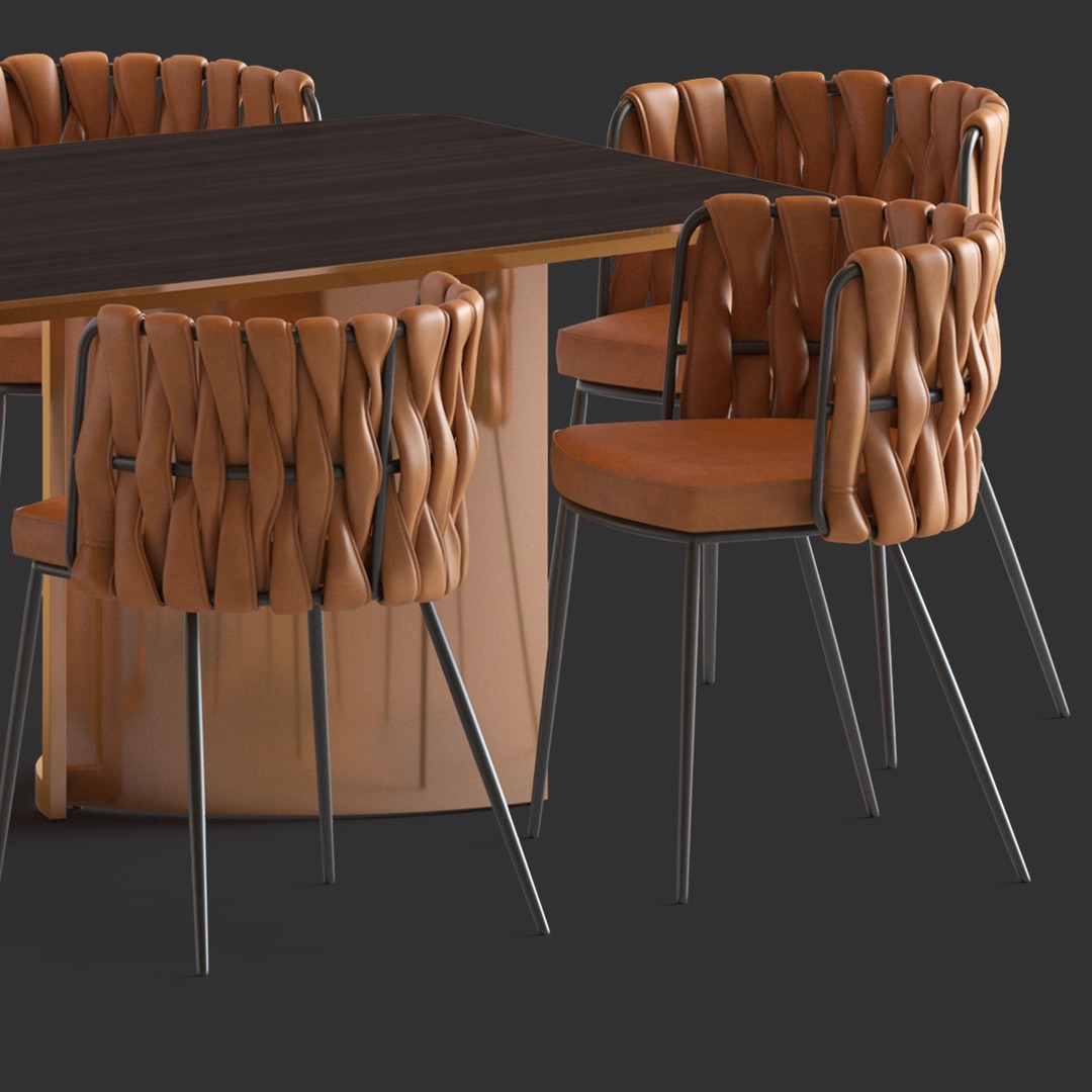 LoftDesigne Bar Chairs and Table 3D Model – Modern Furniture Set, FBX - View 7
