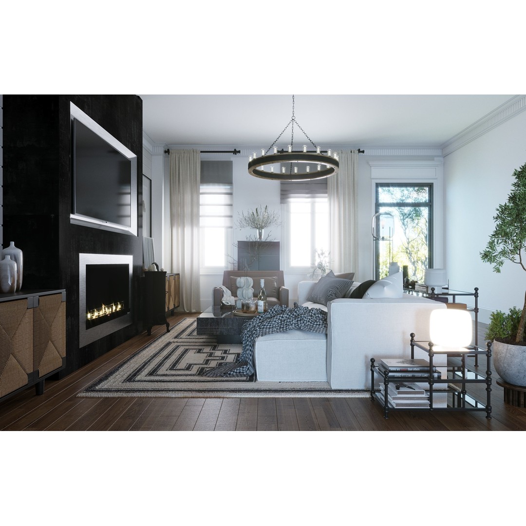 Industrial Living Interior Scene 3D Model – Kitchen, Staircase, FBX, Corona - View 4