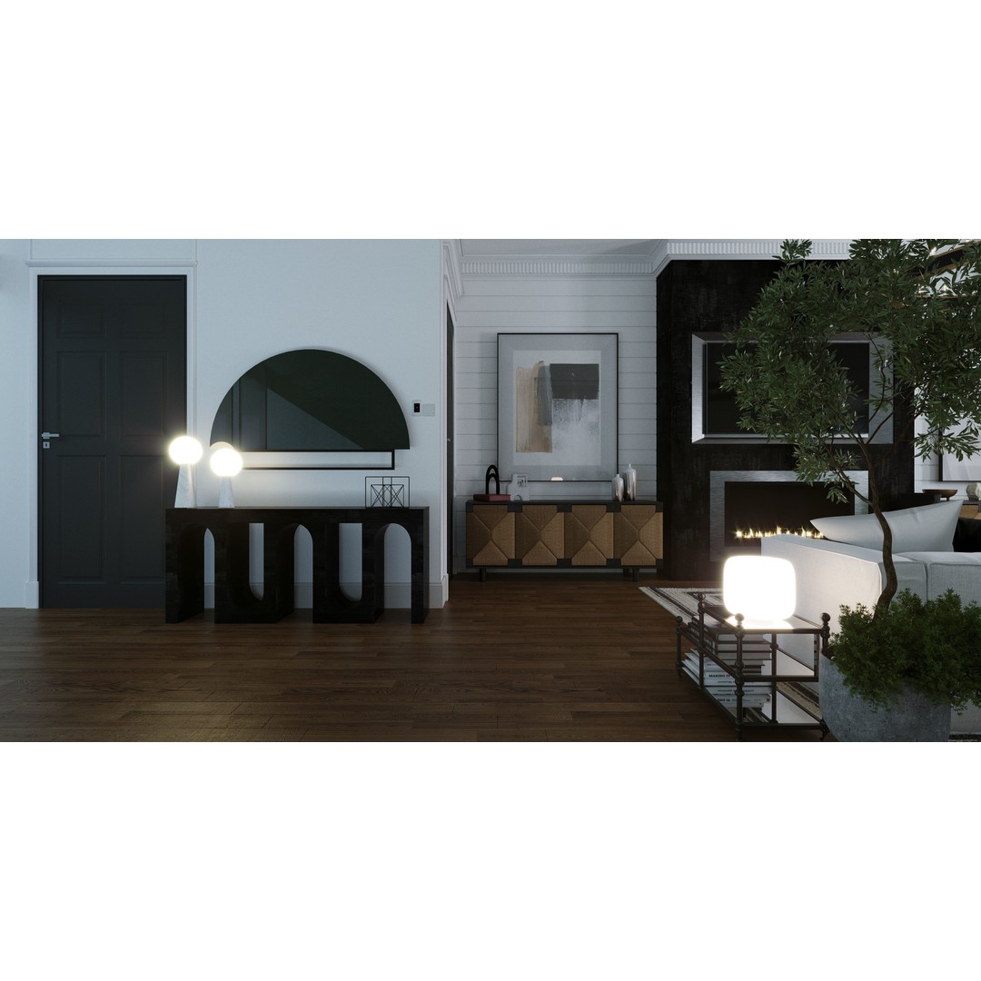 Industrial Living Interior Scene 3D Model – Kitchen, Staircase, FBX, Corona - View 6