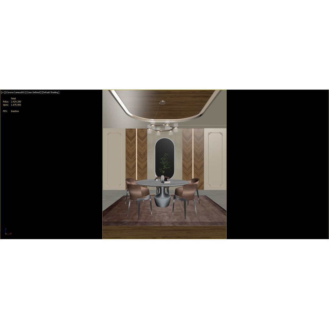 Dining Room 3D Model – Modern Interior Design with Textures