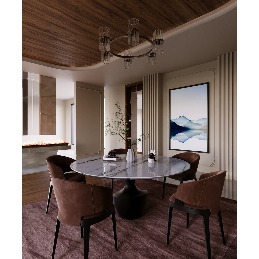 Dining Room 3D Model – Modern Interior Design with Textures - View 4