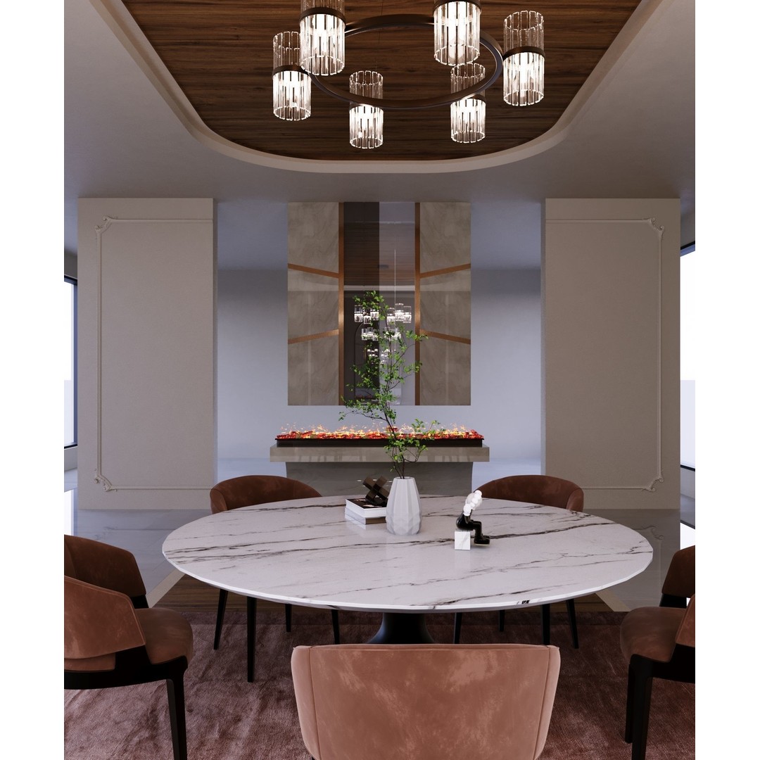 Dining Room 3D Model – Modern Interior Design with Textures - View 6