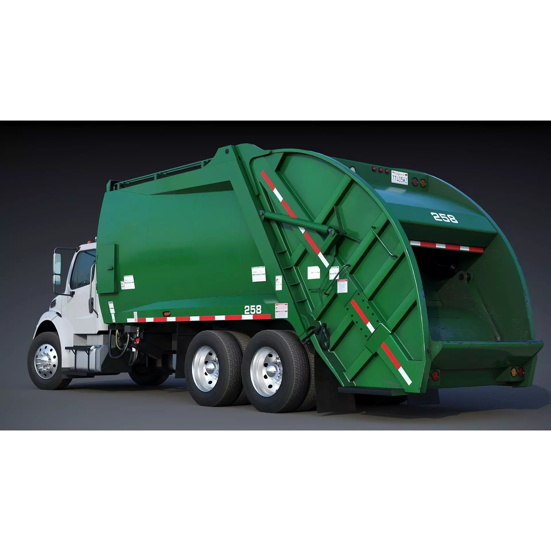 Freightliner M2 106 Garbage Truck - Low-Poly Game-Ready 3D Model - View 10