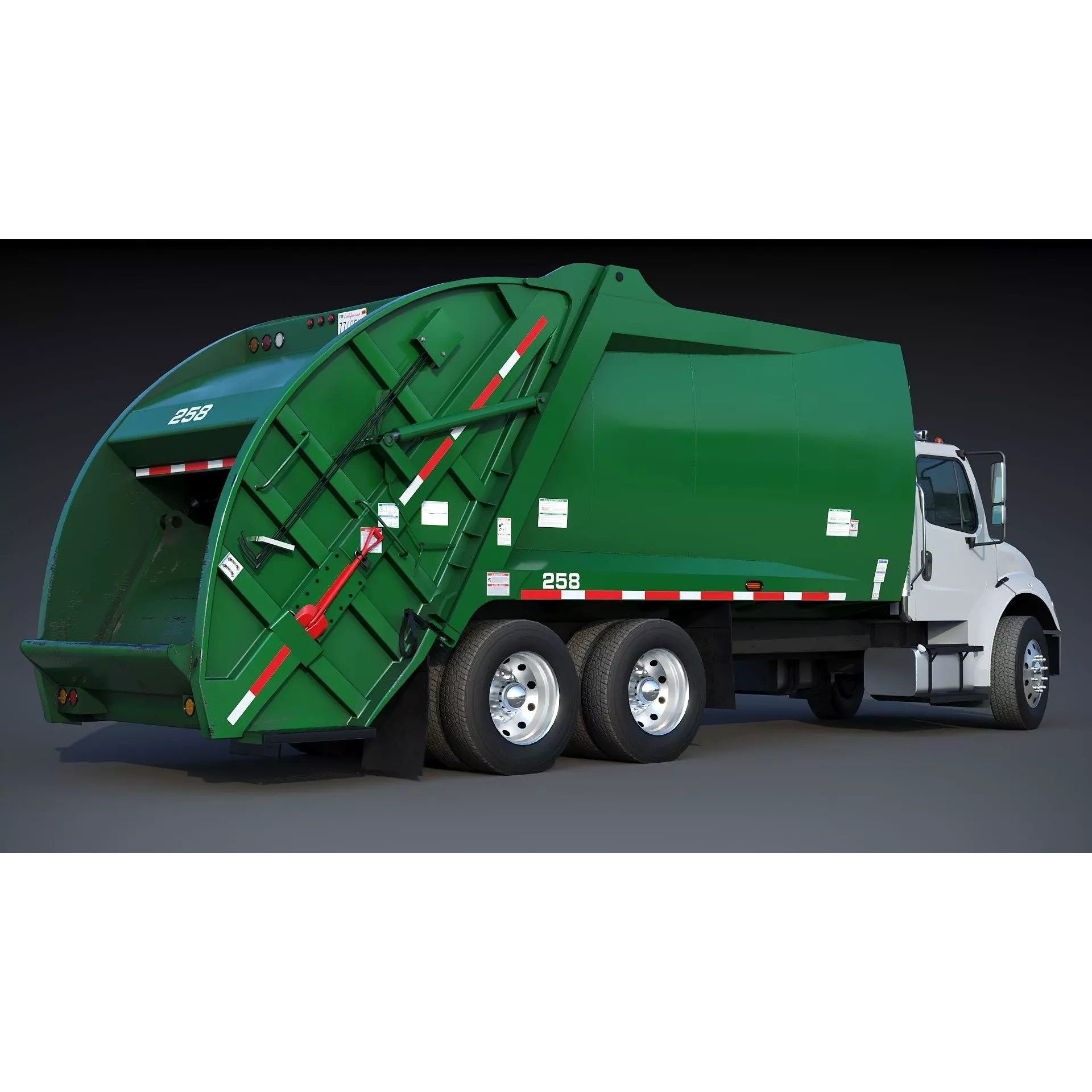 Freightliner M2 106 Garbage Truck - Low-Poly Game-Ready 3D Model - View 12