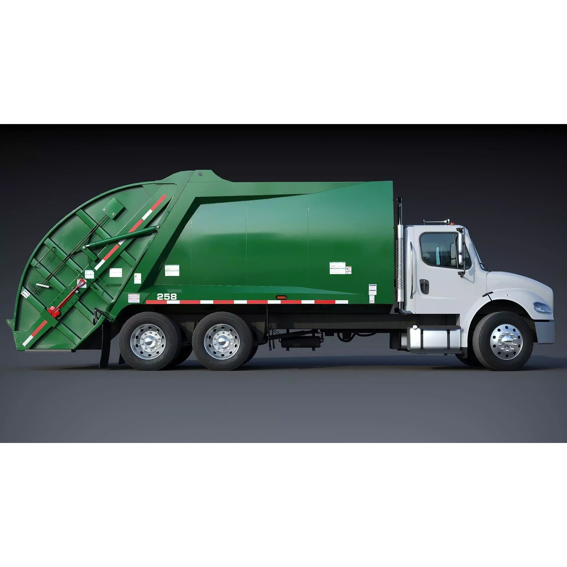 Freightliner M2 106 Garbage Truck - Low-Poly Game-Ready 3D Model - View 13