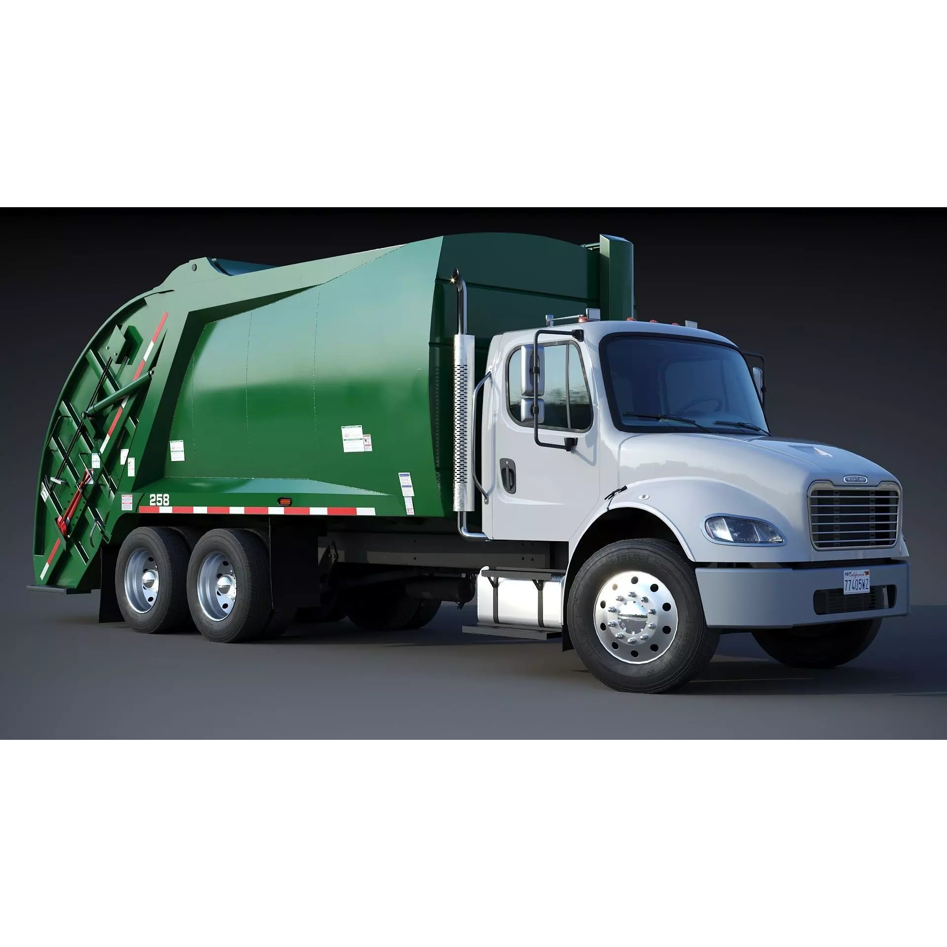 Freightliner M2 106 Garbage Truck - Low-Poly Game-Ready 3D Model - View 14