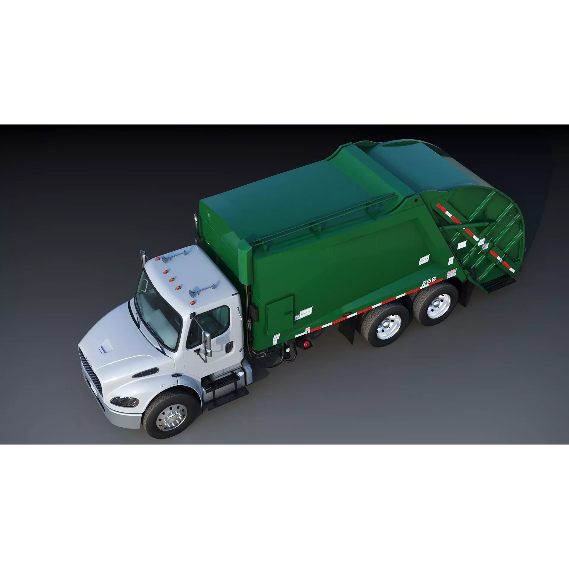 Freightliner M2 106 Garbage Truck - Low-Poly Game-Ready 3D Model - View 16
