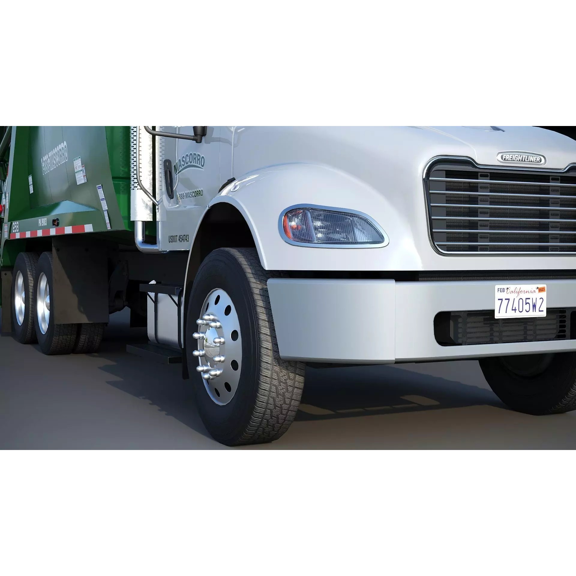 Freightliner M2 106 Garbage Truck - Low-Poly Game-Ready 3D Model - View 29