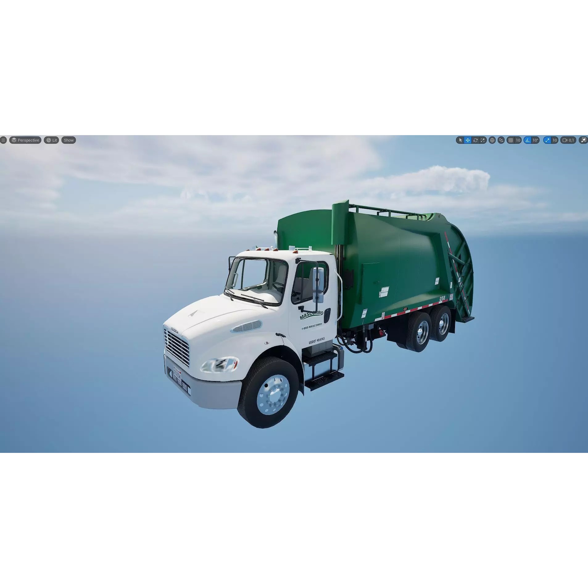 Freightliner M2 106 Garbage Truck - Low-Poly Game-Ready 3D Model - View 34