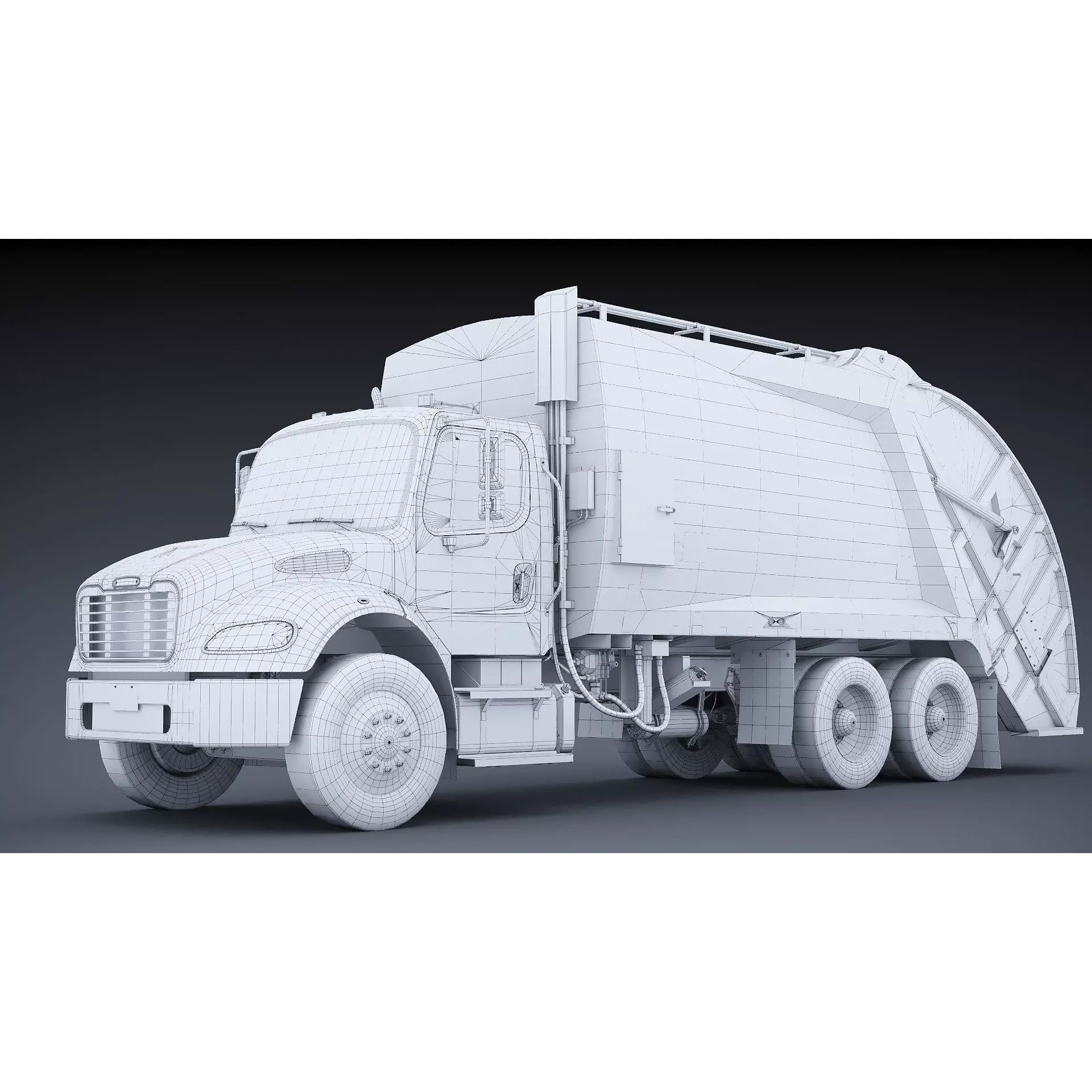 Freightliner M2 106 Garbage Truck - Low-Poly Game-Ready 3D Model - View 38