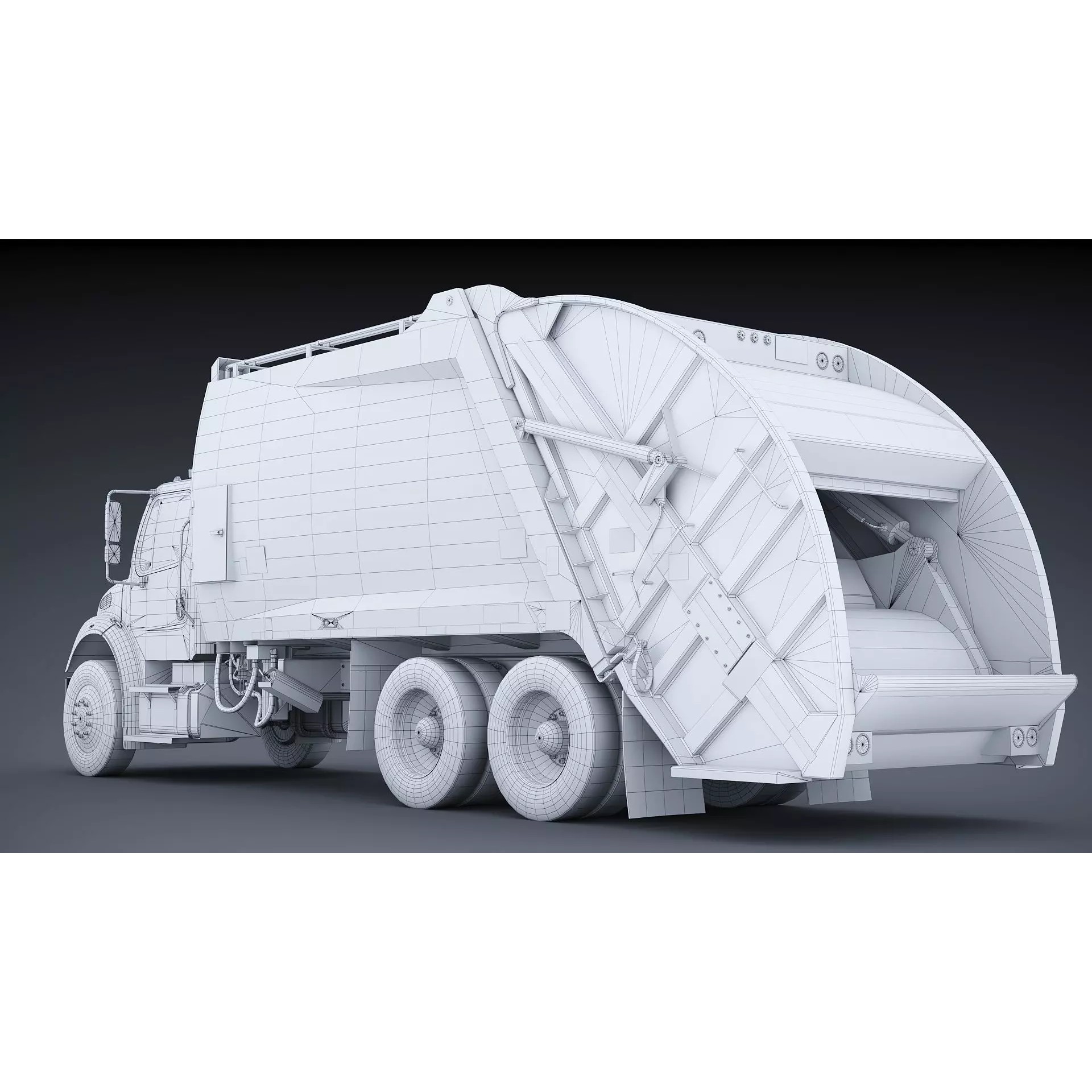 Freightliner M2 106 Garbage Truck - Low-Poly Game-Ready 3D Model - View 39