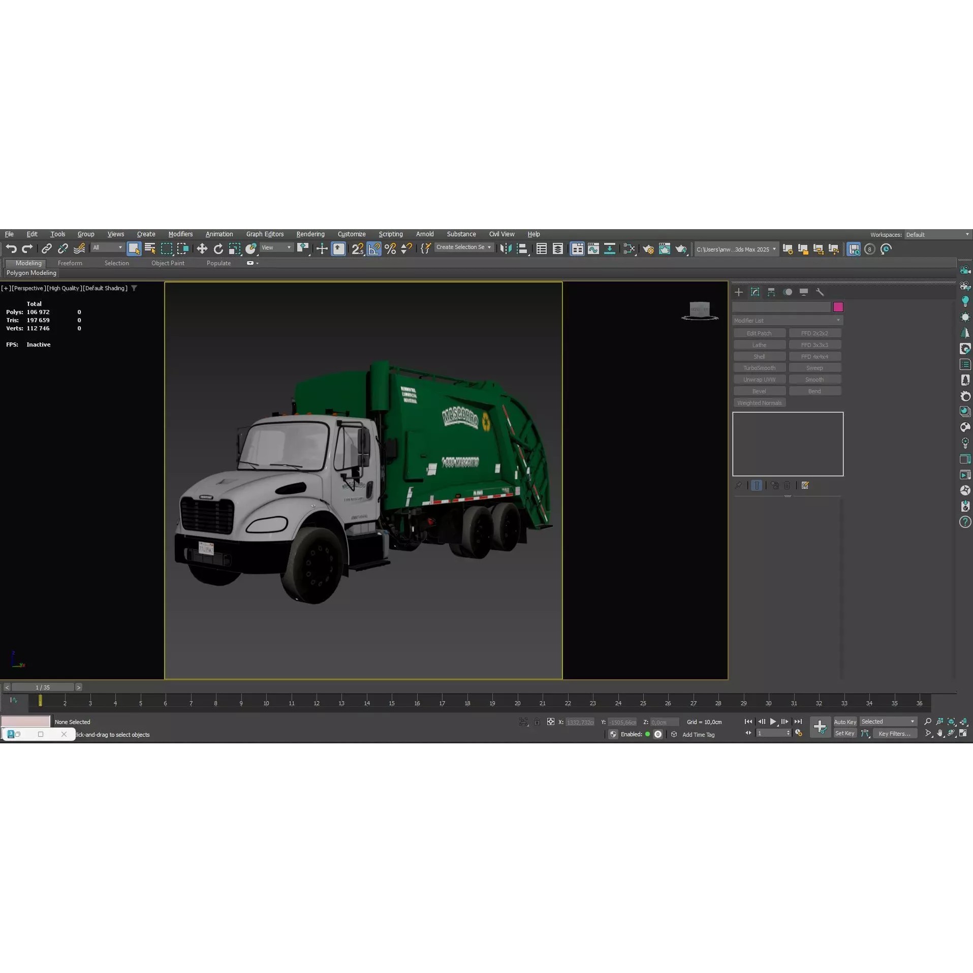 Freightliner M2 106 Garbage Truck - Low-Poly Game-Ready 3D Model - View 46