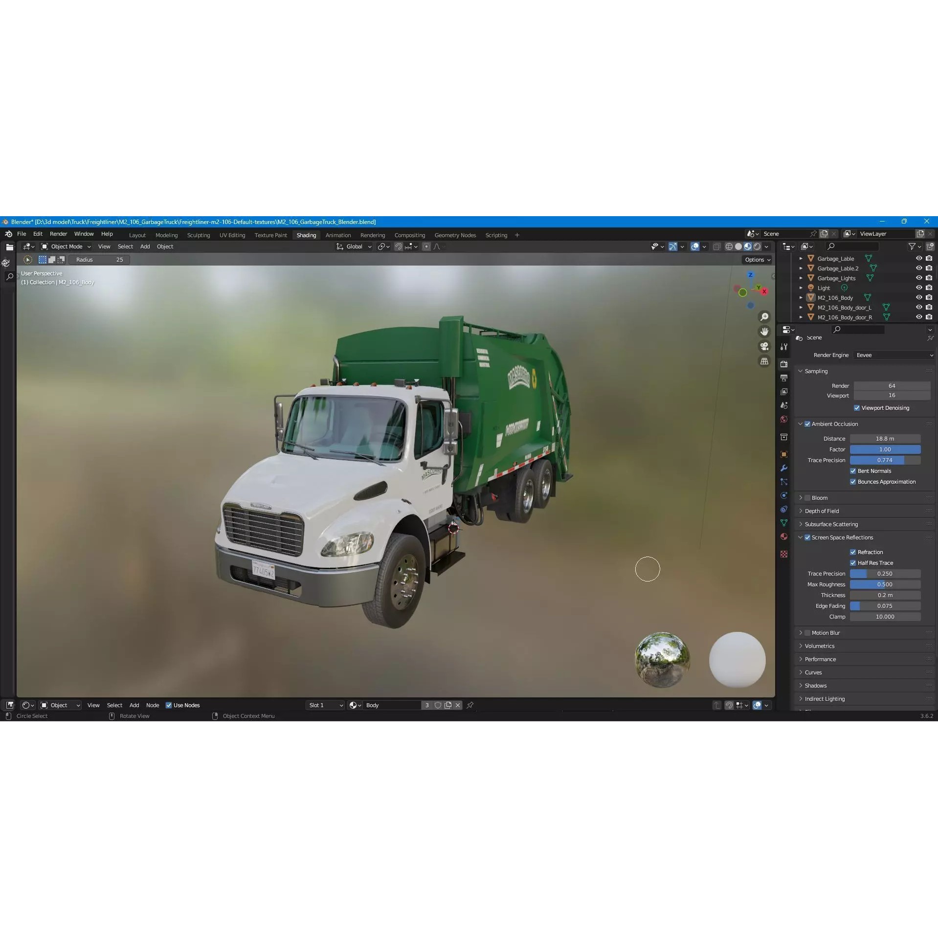 Freightliner M2 106 Garbage Truck - Low-Poly Game-Ready 3D Model - View 47