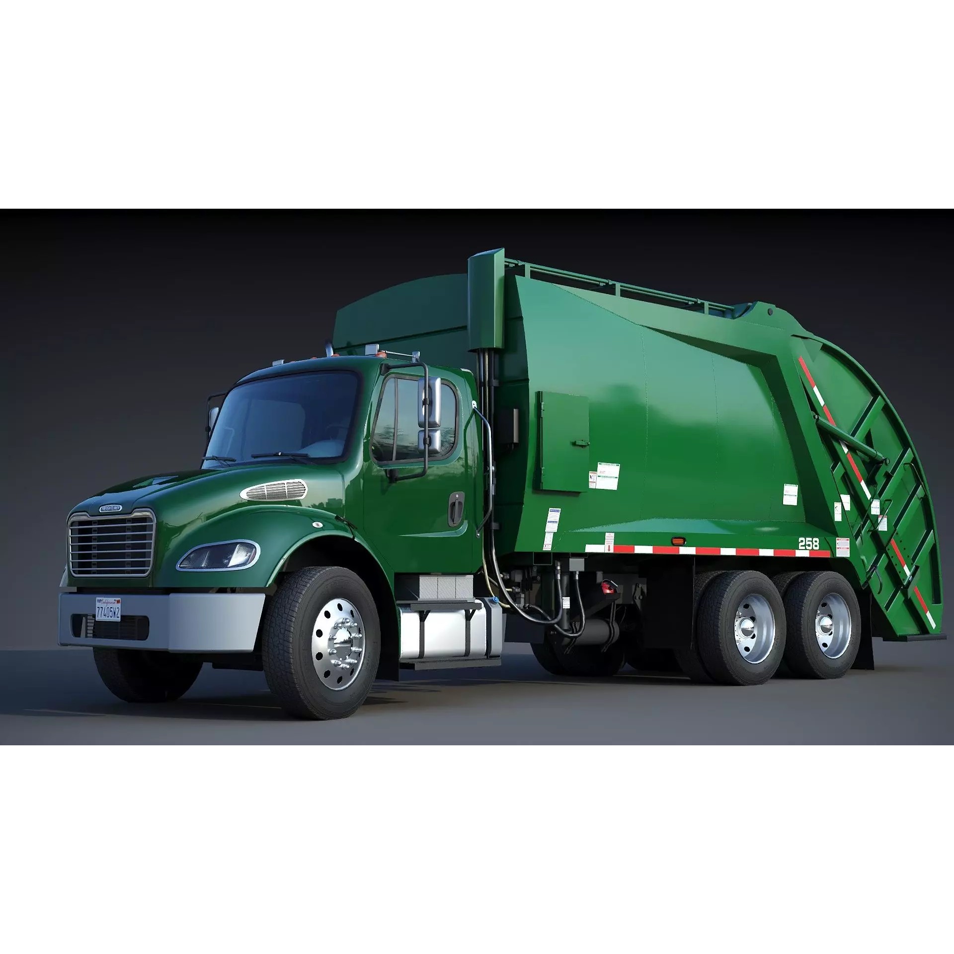 Freightliner M2 106 Garbage Truck - Low-Poly Game-Ready 3D Model - View 5
