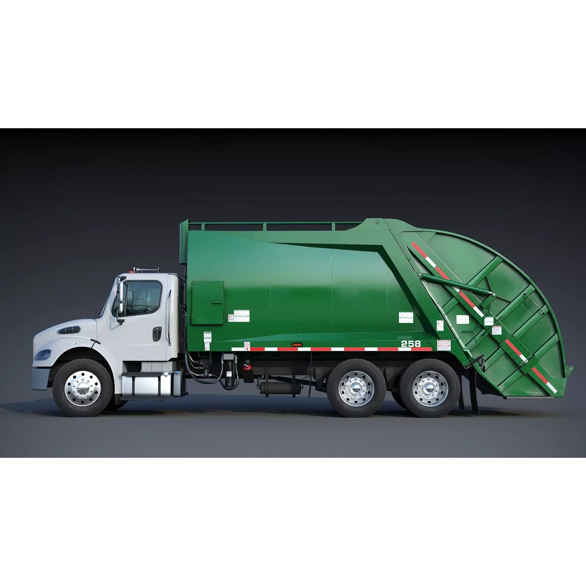 Freightliner M2 106 Garbage Truck - Low-Poly Game-Ready 3D Model - View 9