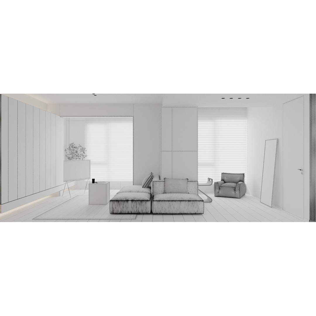 Cozy Living Room 3D Model – Textured Interior Scene for Archviz - View 6