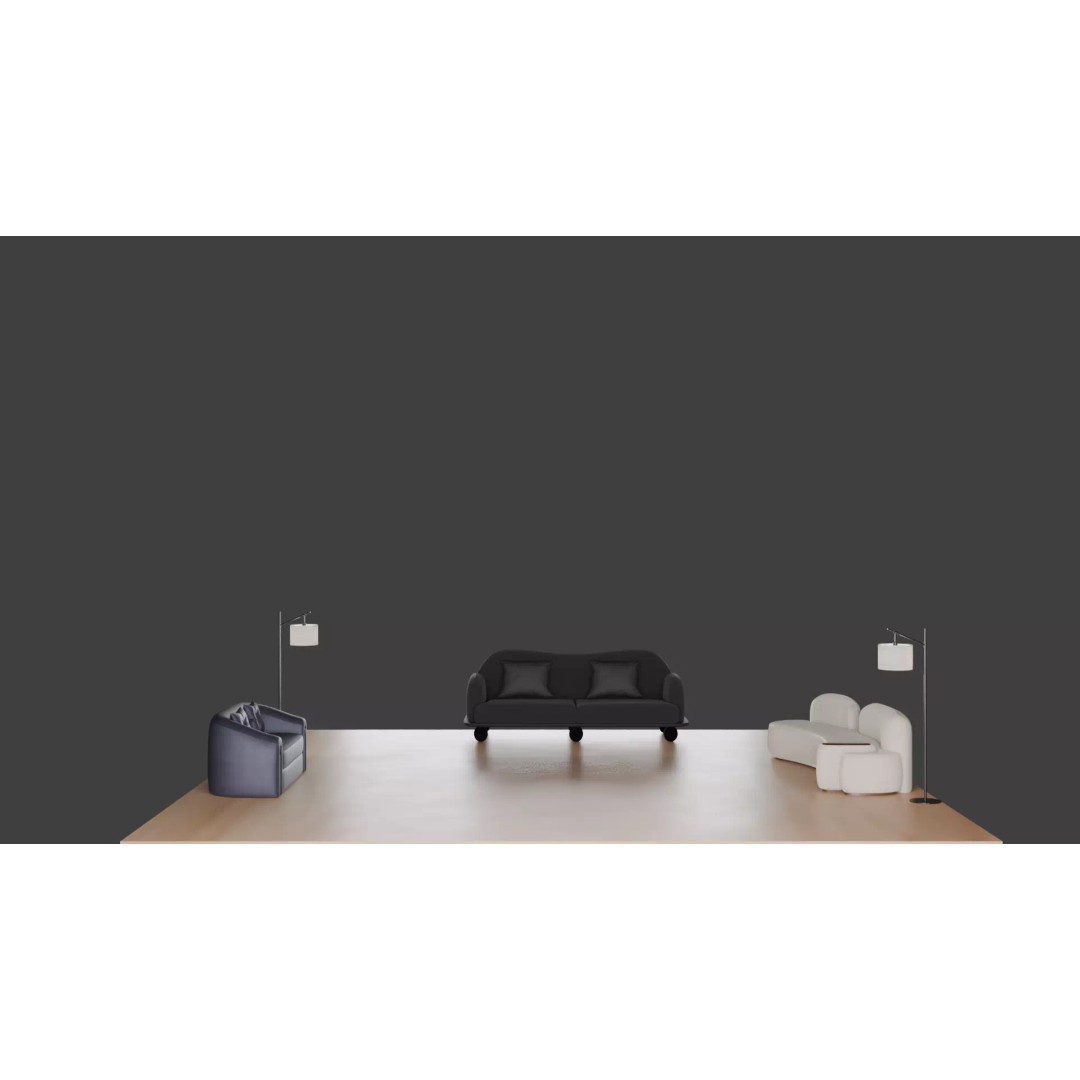 Luxury Sofa Set 3D Model – Modern Curved Fabric & Leather Furniture