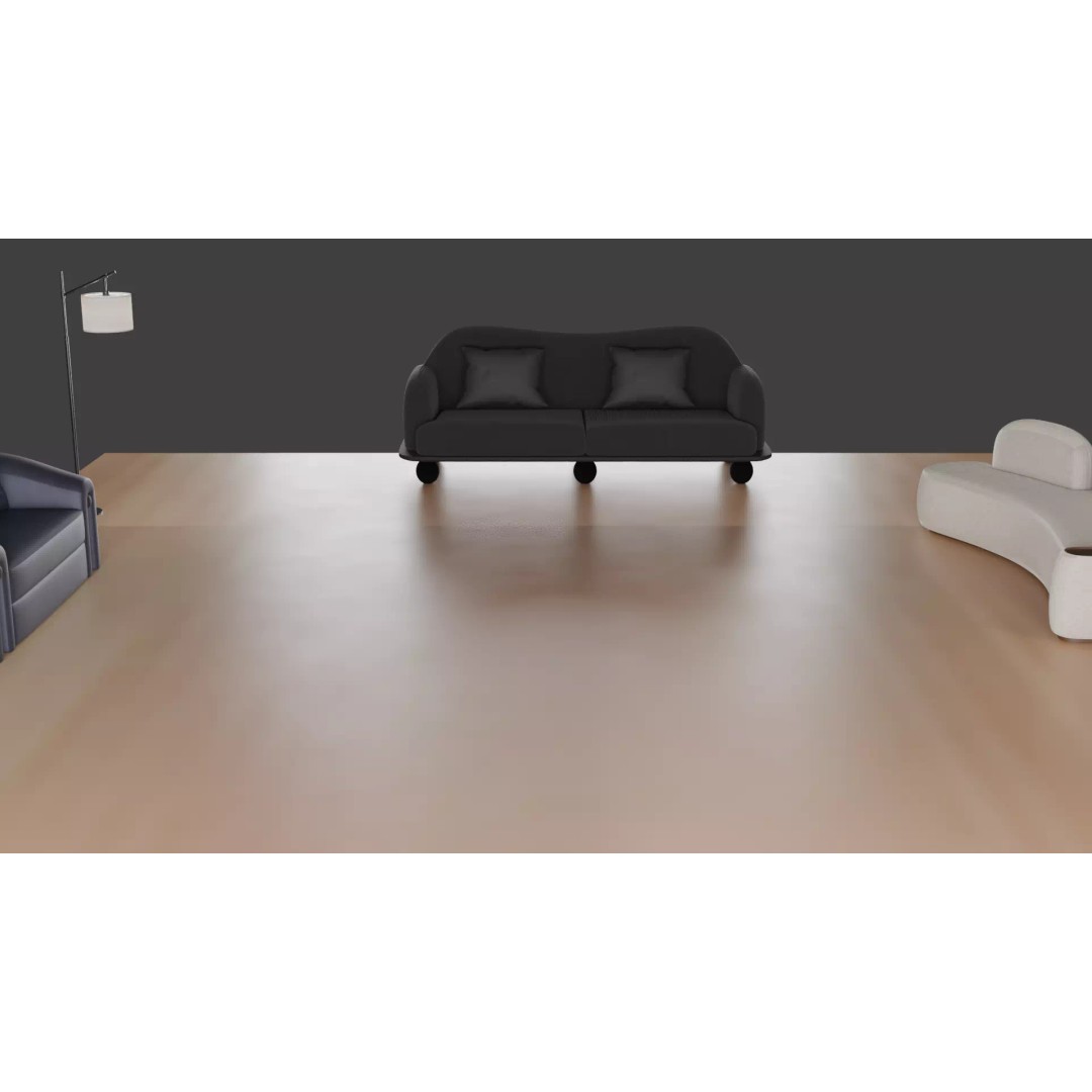 Luxury Sofa Set 3D Model – Modern Curved Fabric & Leather Furniture - View 12
