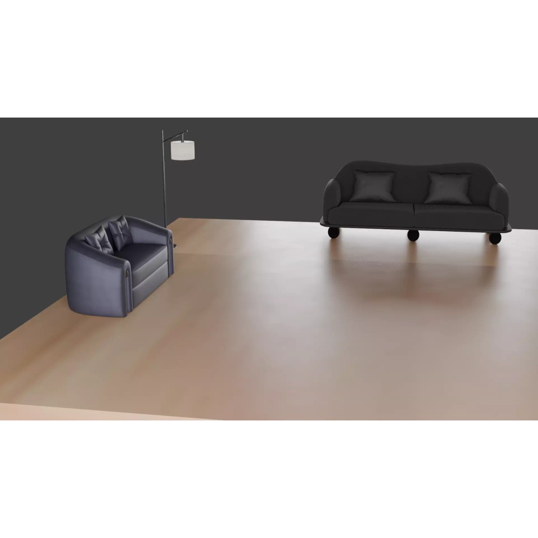 Luxury Sofa Set 3D Model – Modern Curved Fabric & Leather Furniture - View 13