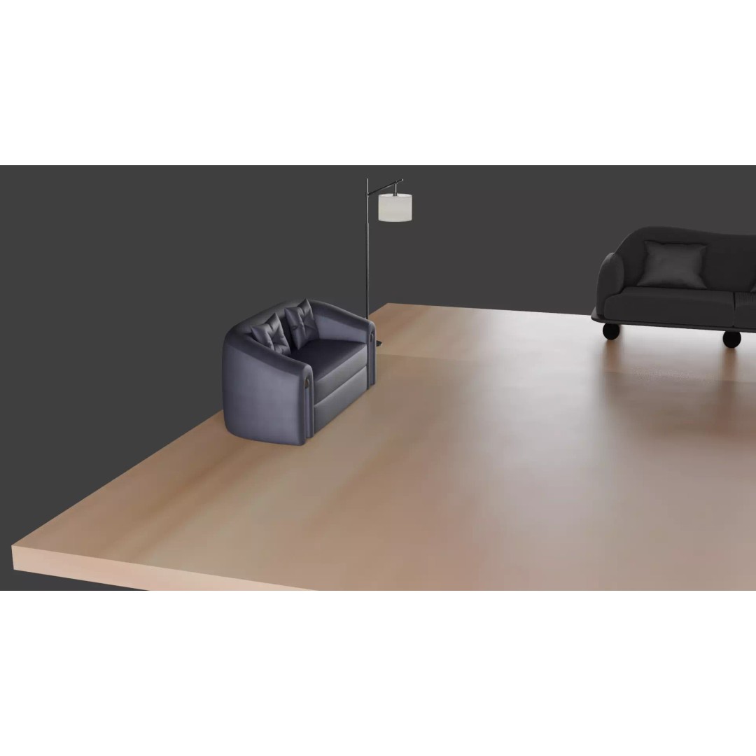 Luxury Sofa Set 3D Model – Modern Curved Fabric & Leather Furniture - View 14