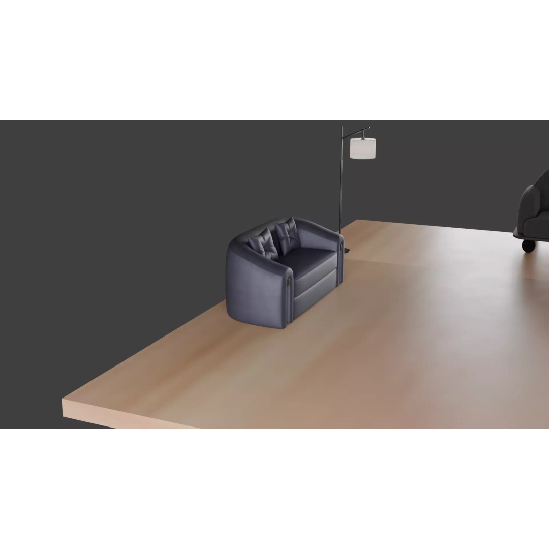 Luxury Sofa Set 3D Model – Modern Curved Fabric & Leather Furniture - View 15