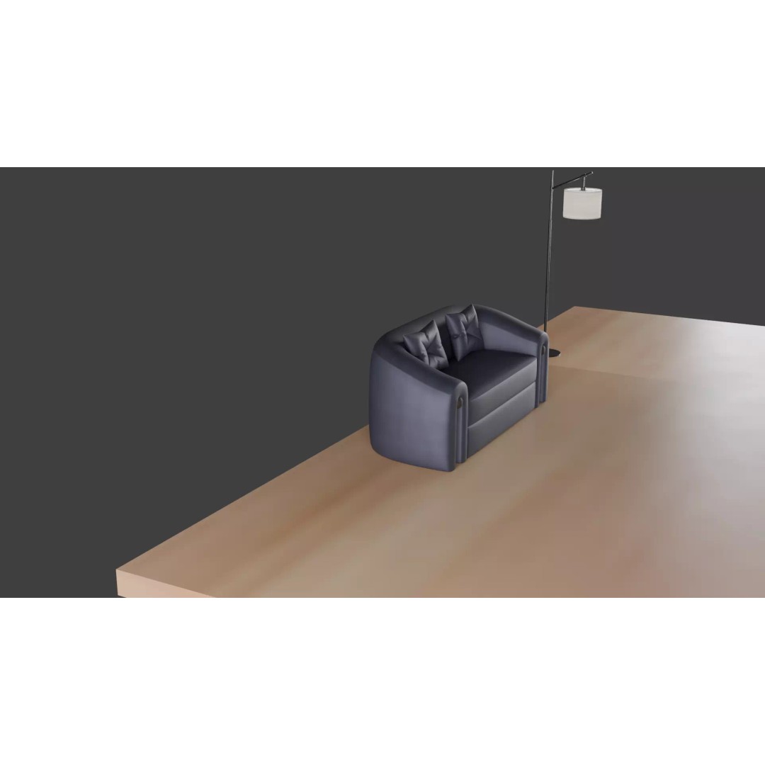 Luxury Sofa Set 3D Model – Modern Curved Fabric & Leather Furniture - View 16