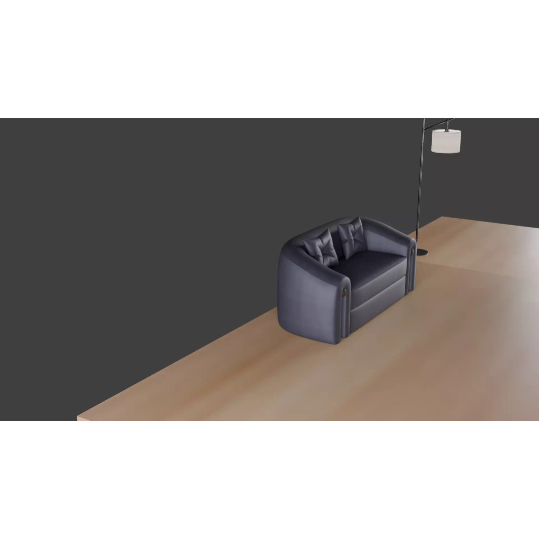 Luxury Sofa Set 3D Model – Modern Curved Fabric & Leather Furniture - View 17