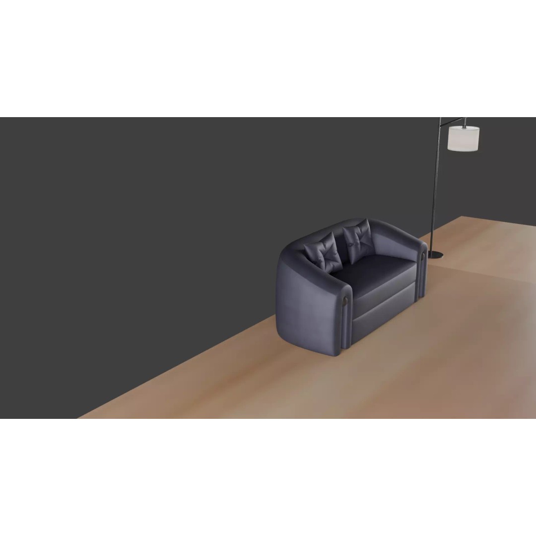 Luxury Sofa Set 3D Model – Modern Curved Fabric & Leather Furniture - View 18