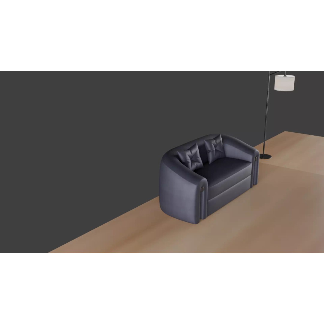 Luxury Sofa Set 3D Model – Modern Curved Fabric & Leather Furniture - View 19