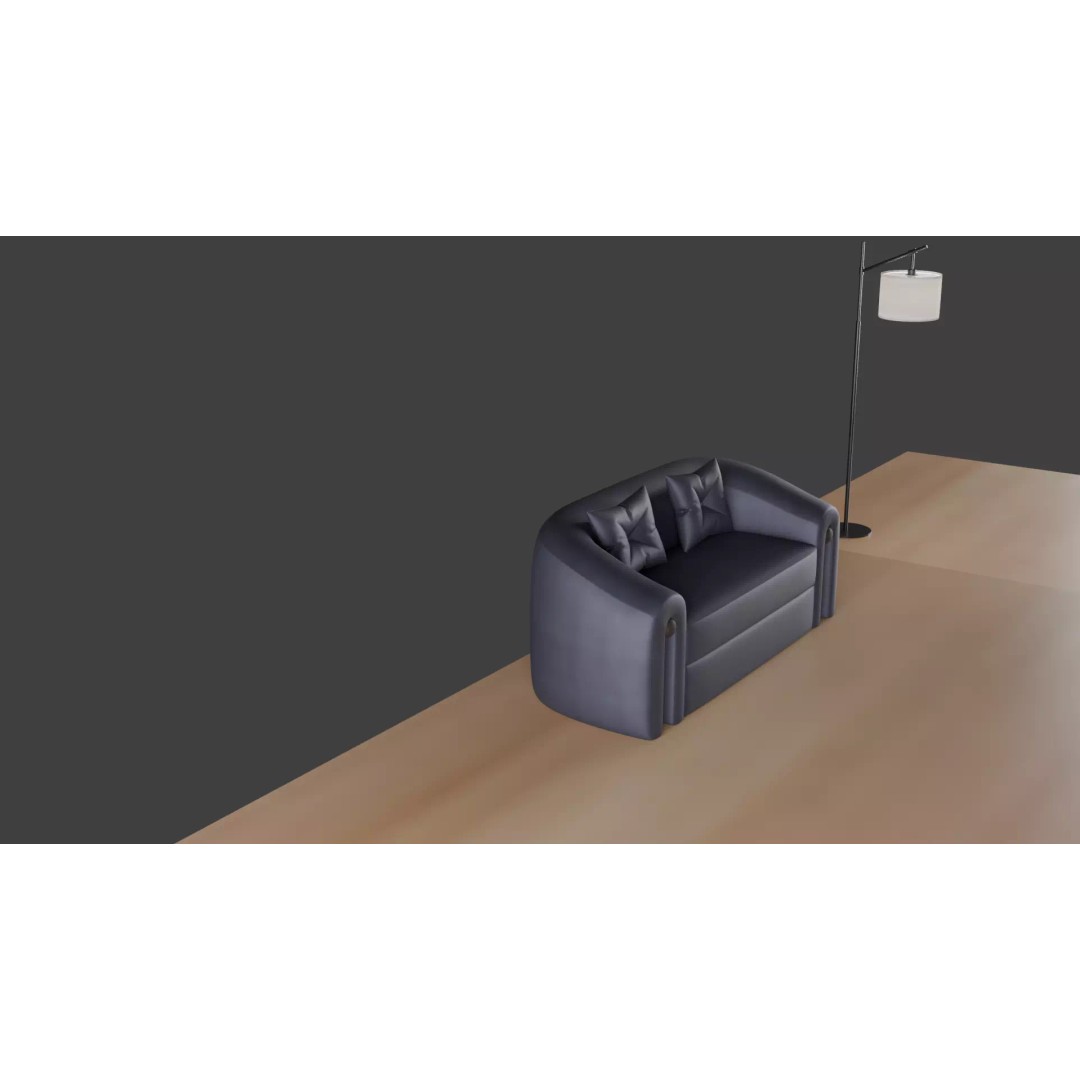 Luxury Sofa Set 3D Model – Modern Curved Fabric & Leather Furniture - View 24