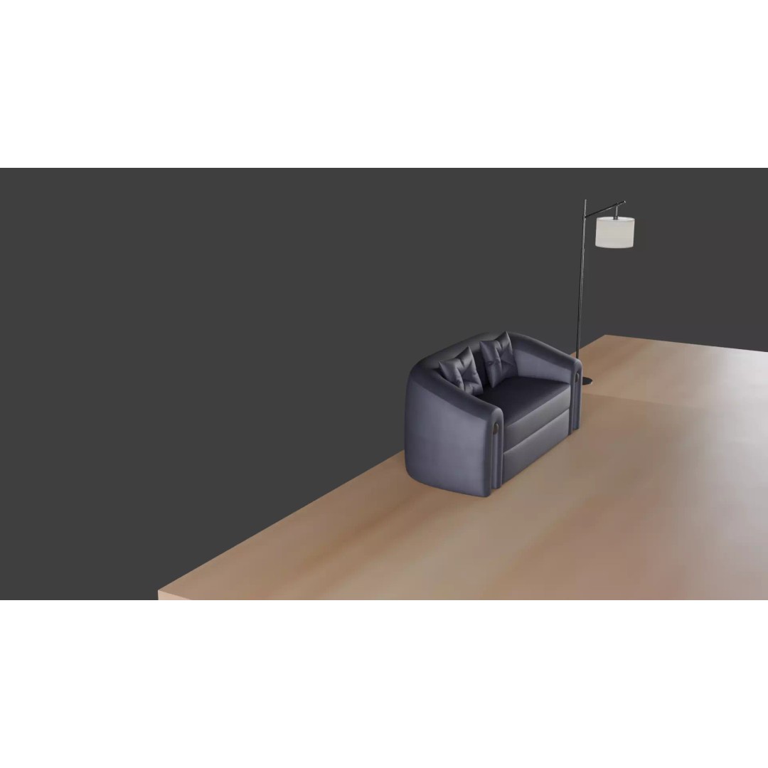 Luxury Sofa Set 3D Model – Modern Curved Fabric & Leather Furniture - View 25
