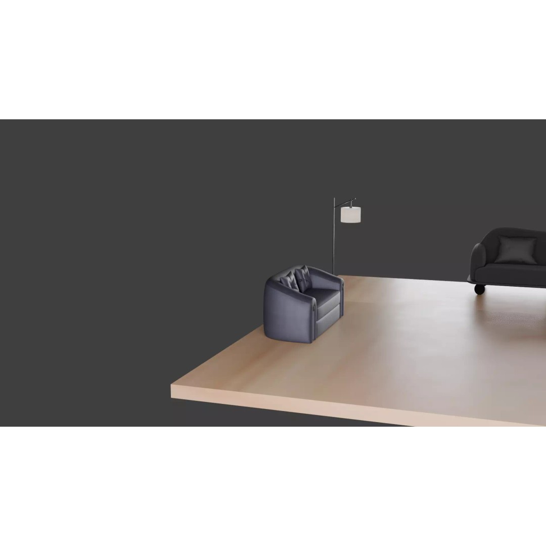 Luxury Sofa Set 3D Model – Modern Curved Fabric & Leather Furniture - View 27