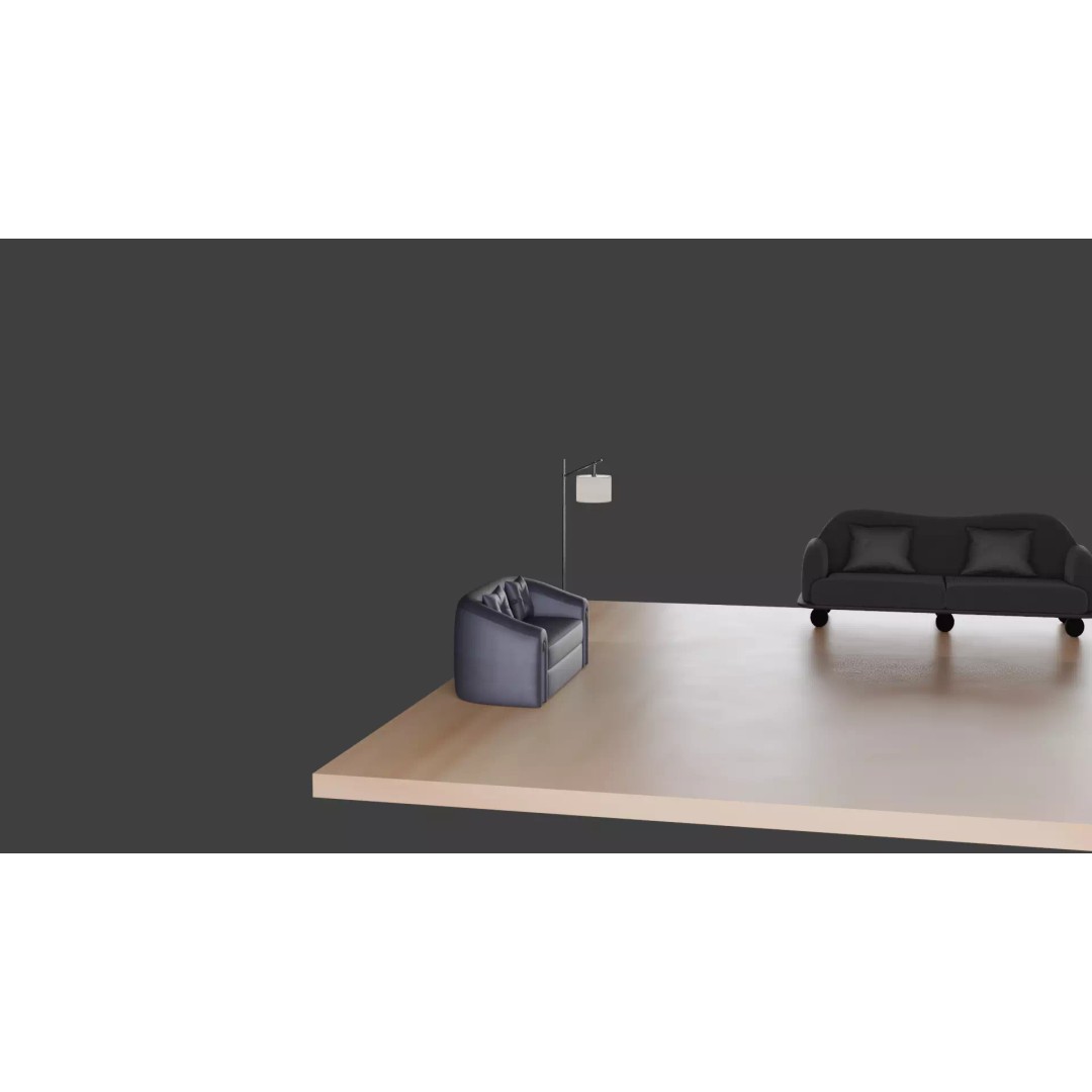 Luxury Sofa Set 3D Model – Modern Curved Fabric & Leather Furniture - View 28