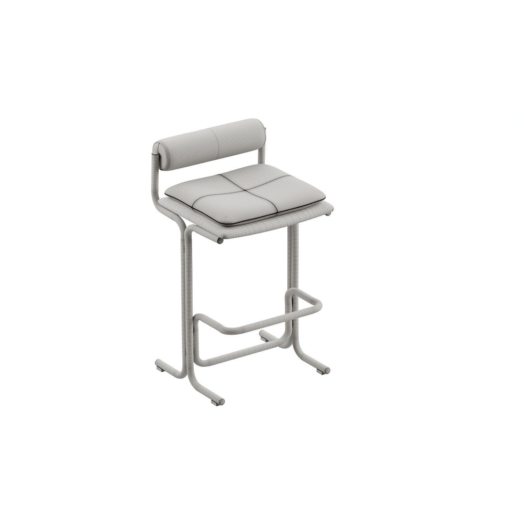 Bolster Bar Stool 3D Model – Contemporary Chair with PBR Textures - View 12