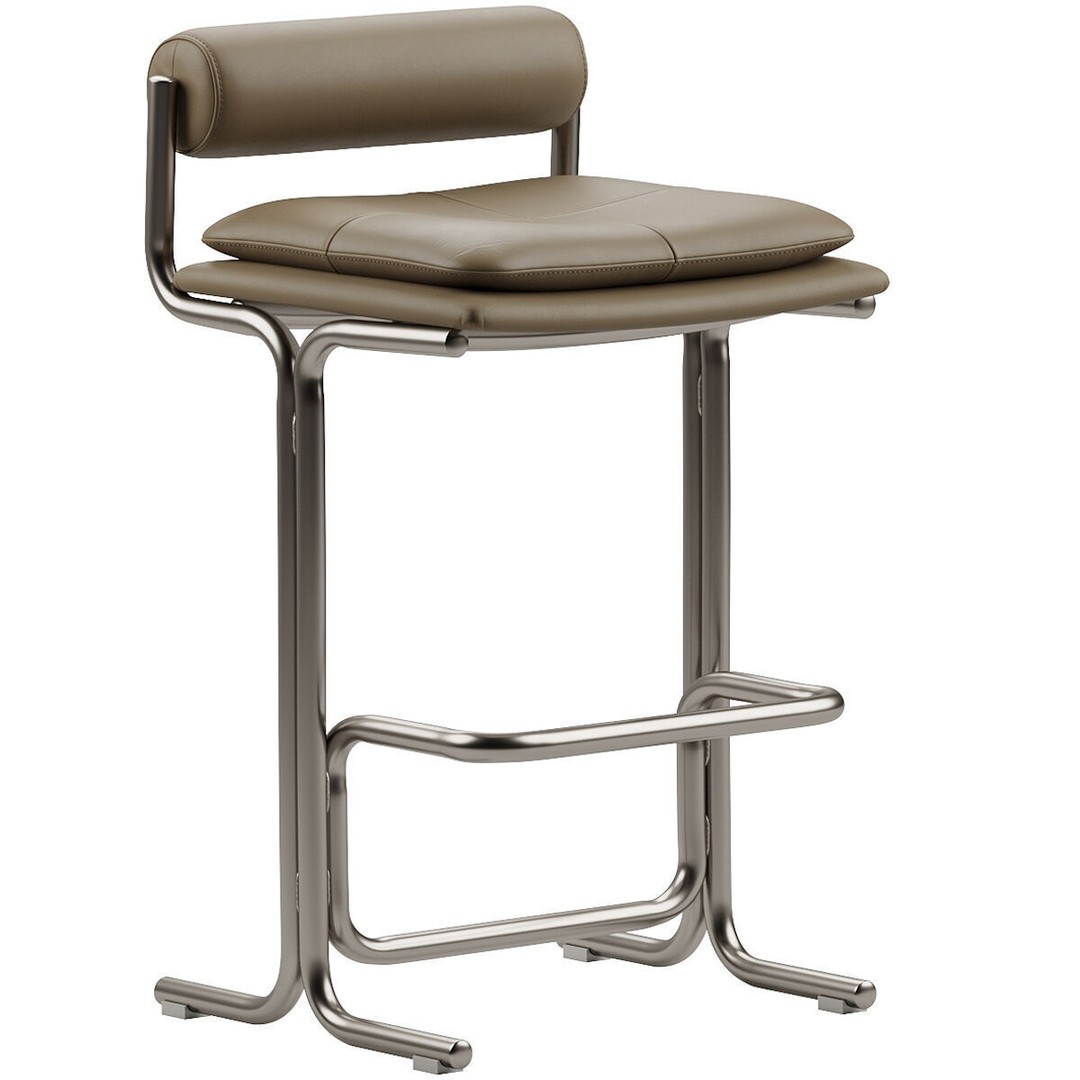Bolster Bar Stool 3D Model – Contemporary Chair with PBR Textures - View 15