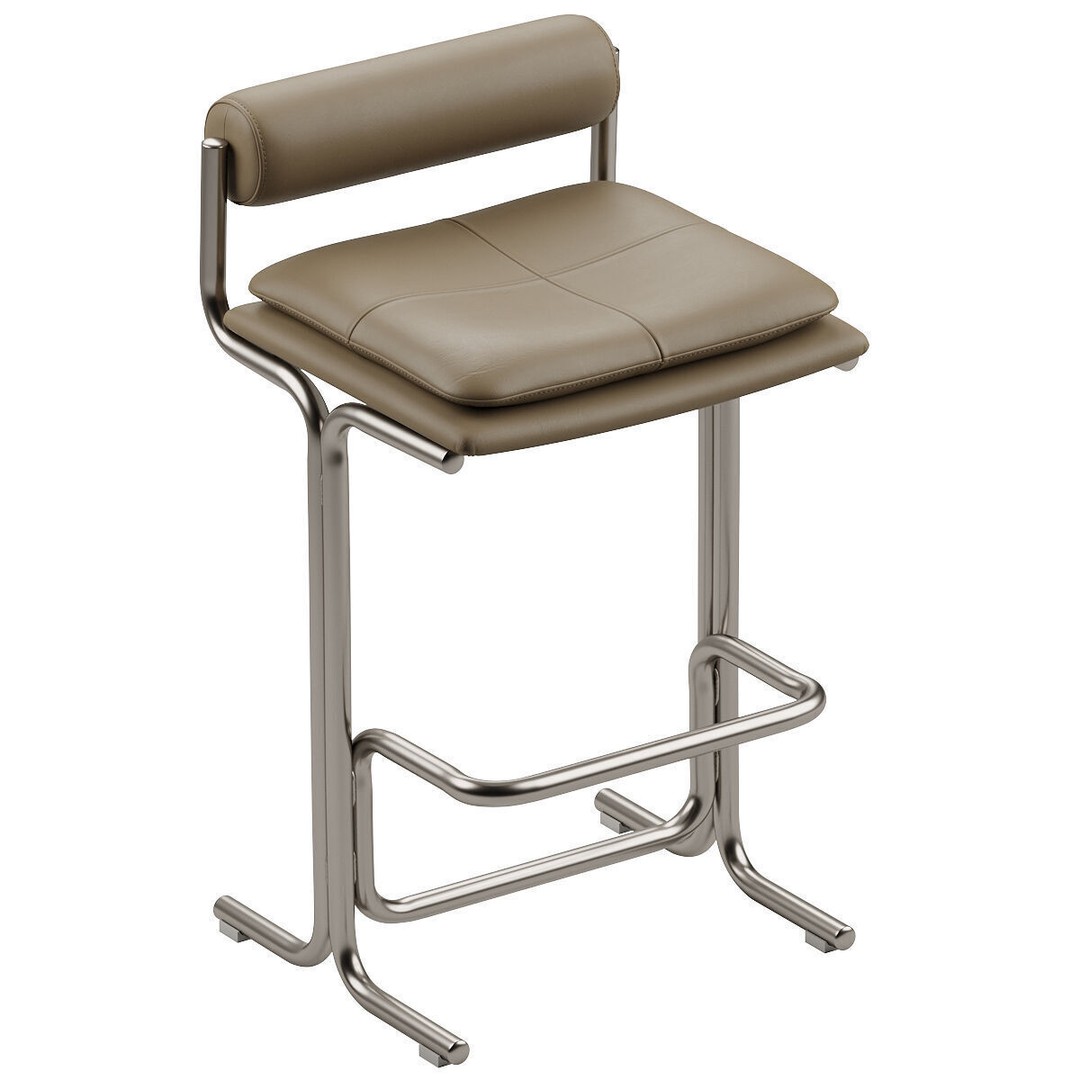 Bolster Bar Stool 3D Model – Contemporary Chair with PBR Textures - View 16