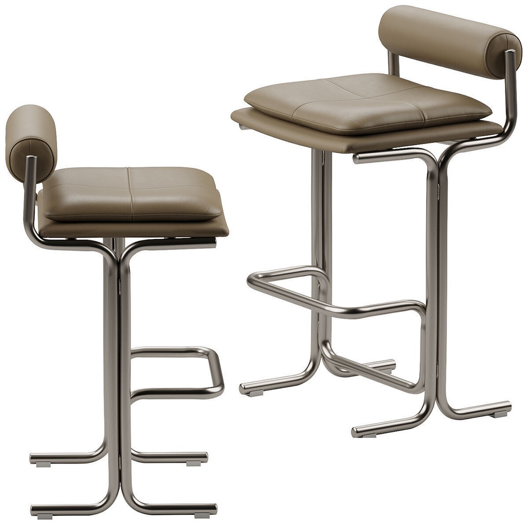 Bolster Bar Stool 3D Model – Contemporary Chair with PBR Textures - View 19